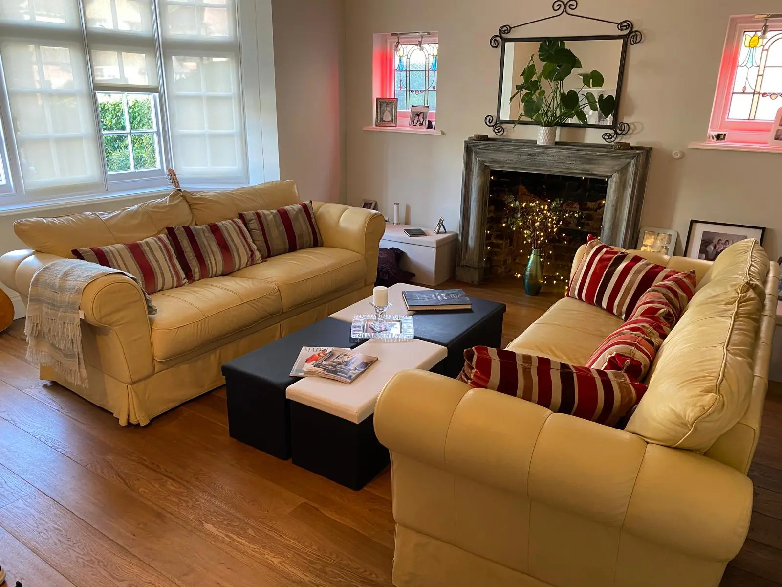 John lewis cream/ beige real leather sofas