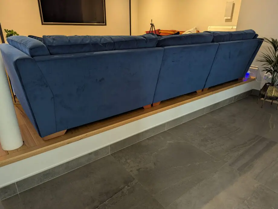 DFS Blue Velvet Corner Sofa