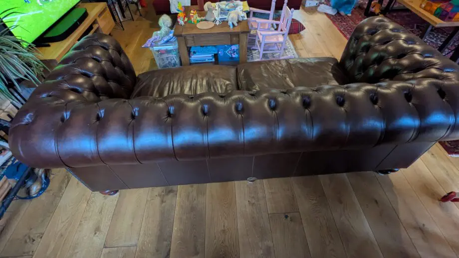 Distinctive Chesterfield brown leather sofa