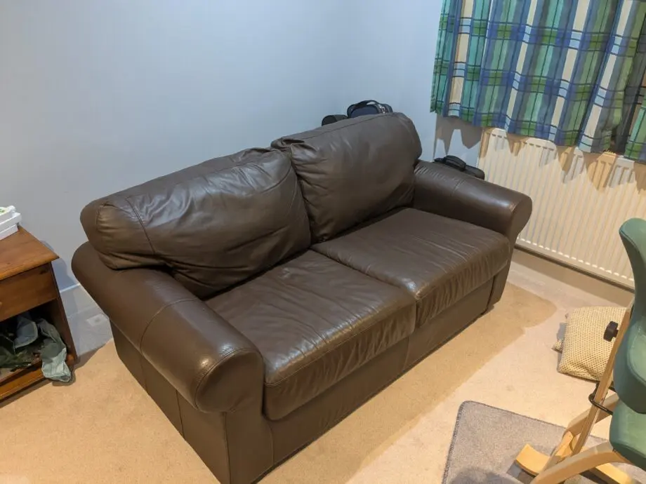 Brown Faux Leather 2 Seater Sofa