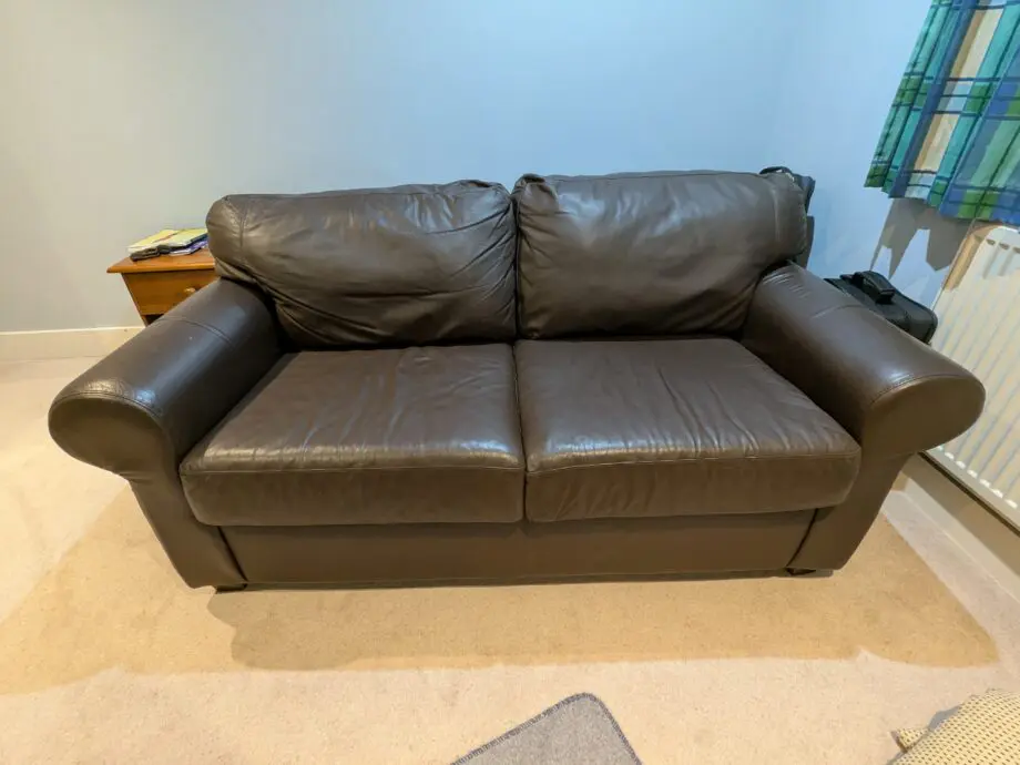 Brown Faux Leather 2 Seater Sofa