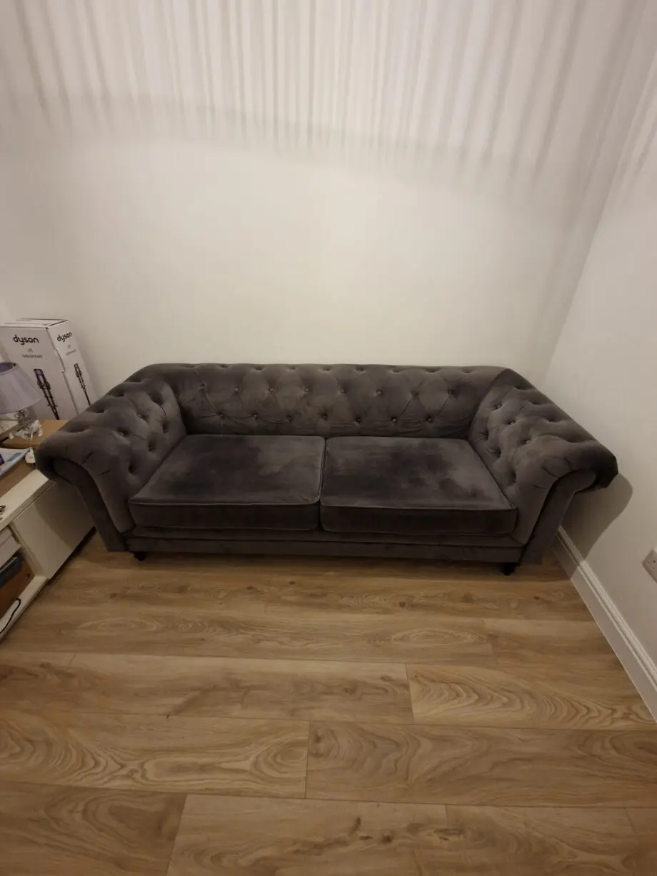 Habitat Chesterfield Velvet 2 Seater Sofa - Charcoal