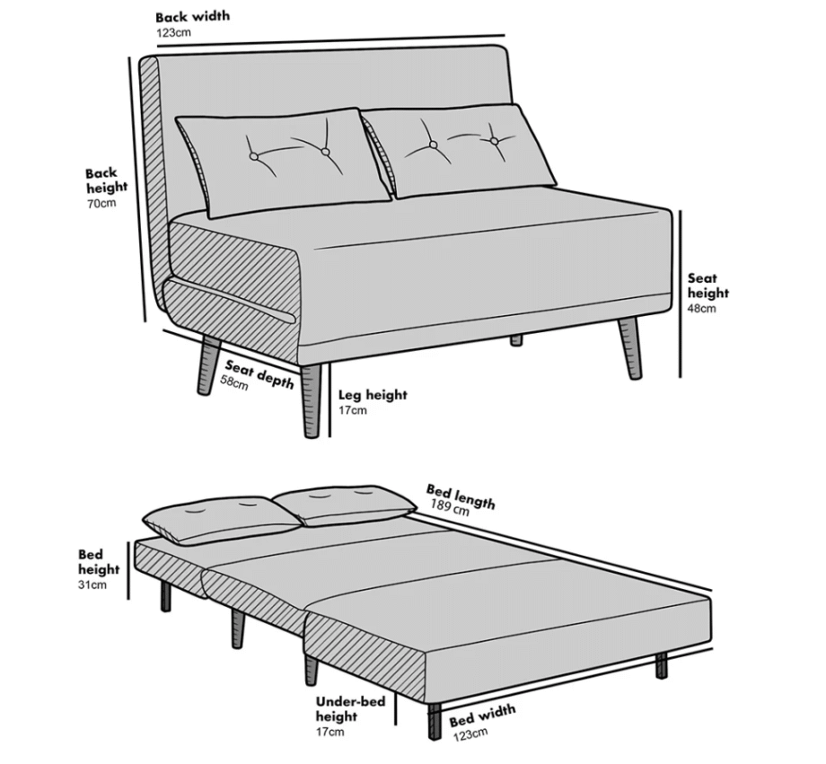 Daals Algo Blue Velvet 2-Seater Sofabed with Cushions