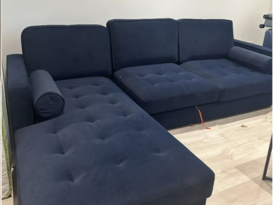 Navy velvet double sofa bed