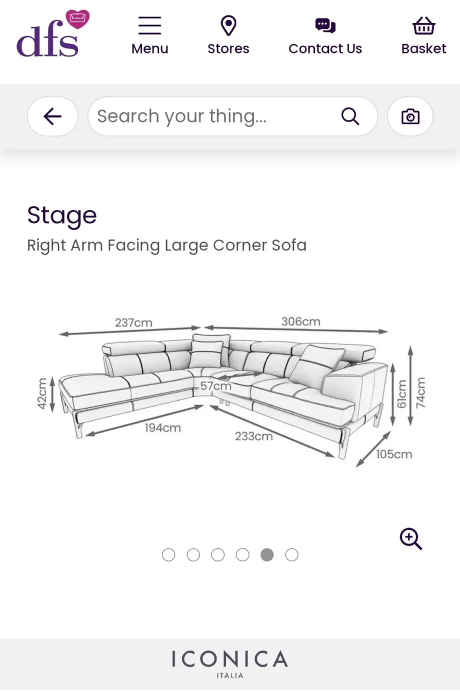 DFS ICONICA STAGE Leather Corner Sofa - Grey and Polar white