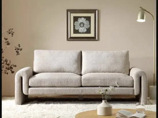 Daals Hampstead Sofa In Taupe Beige Boucle Curved 3-Seater Sofa RRP £600