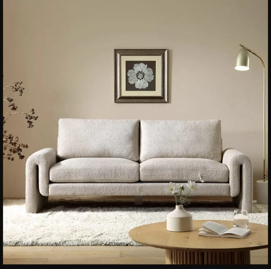 Daals Hampstead Sofa In Taupe Beige Boucle Curved 3-Seater Sofa RRP £600
