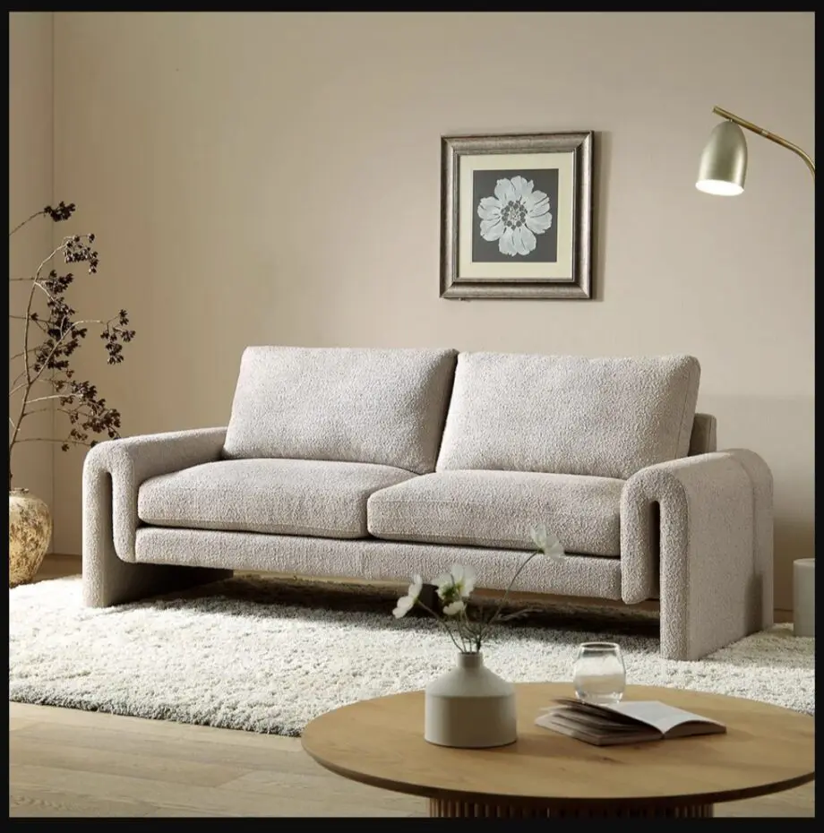 Daals Hampstead Sofa In Taupe Beige Boucle Curved 3-Seater Sofa RRP £600