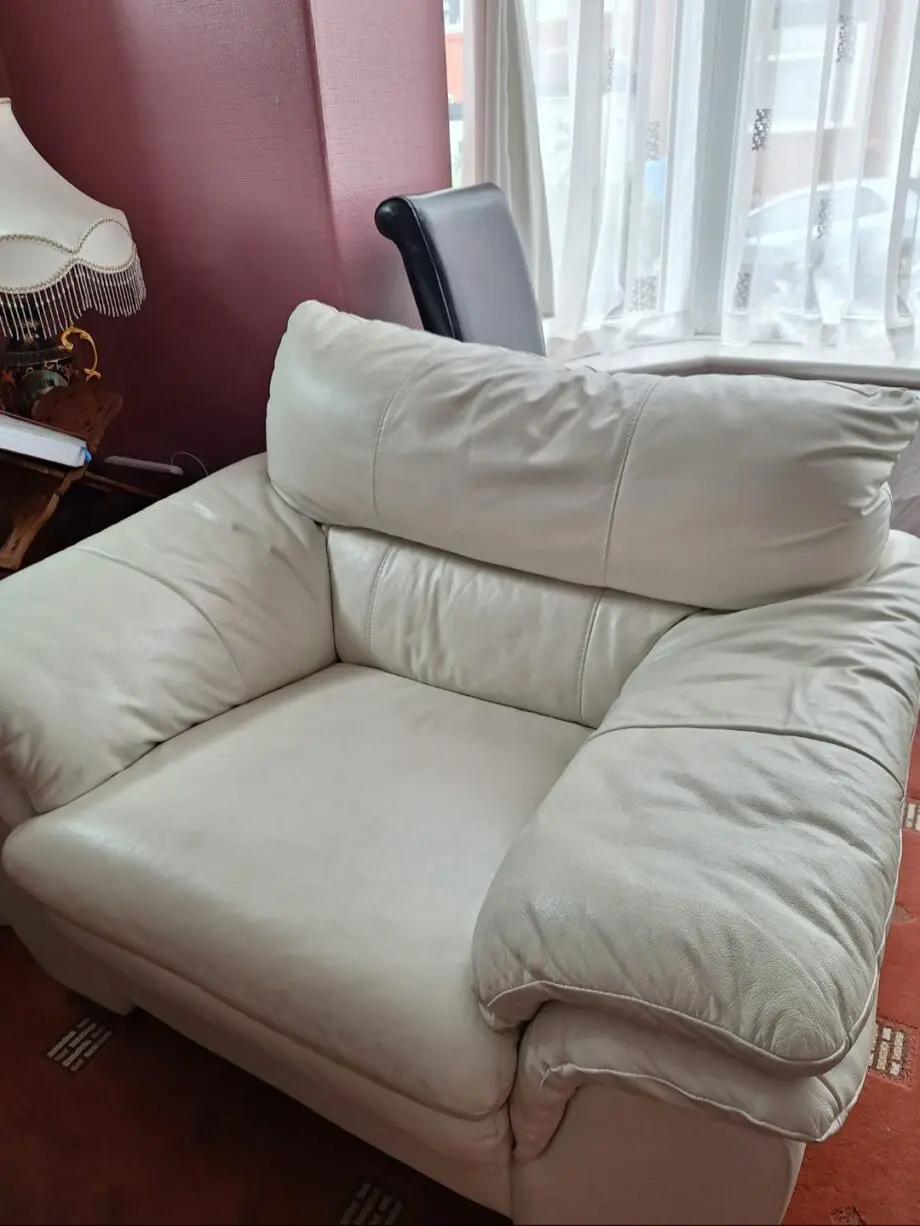 DFS White Leather Sofa Set