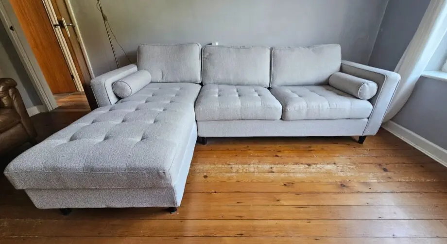 Dunelm Boucle Light Grey Zoe Boucle Storage Corner Sofa Bed (LEFT)
