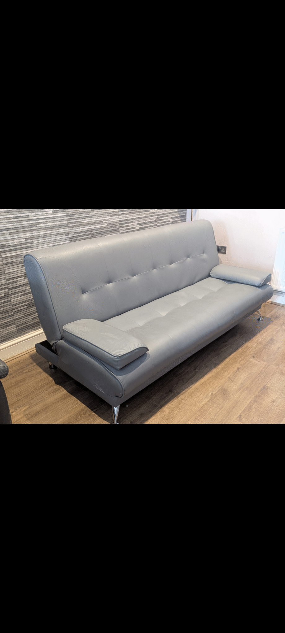 Venice Faux Leather Sofa Bed Grey