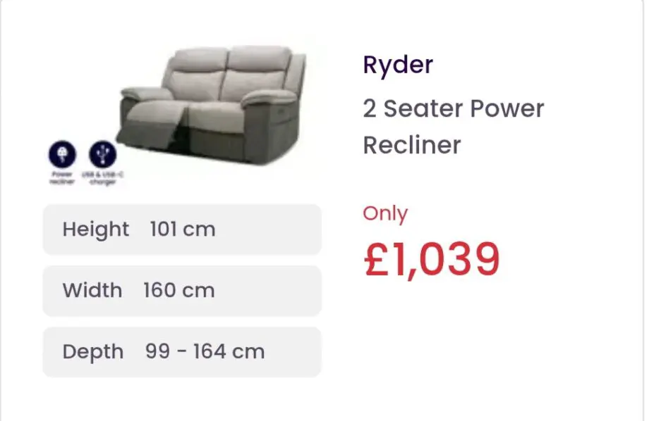 DFS Ryder power reclining 2 seater Sofa and 2 x power recliner chairs. Pewter and pepper colours.