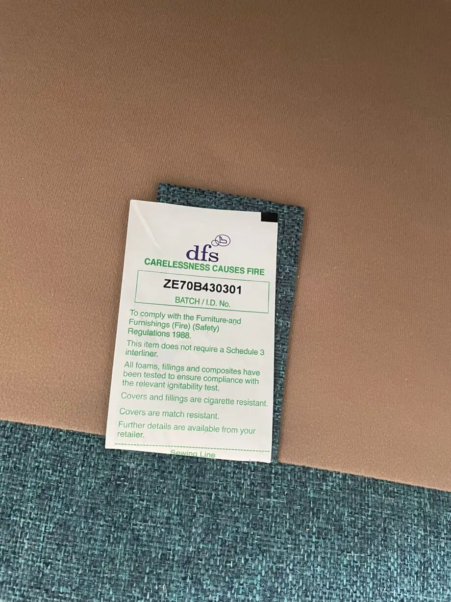 DFS French Connection Zinc three-seat sofa and two chairs in teal, and scatter cushions