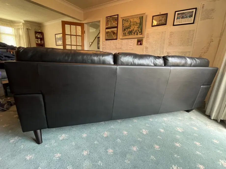DFS Kylen Black Genuine Leather 4 Seater Sofa & Snuggle Chair