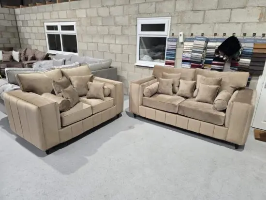 3+2 Madrid Sofa Set | Beige Colour & High Back Cushion