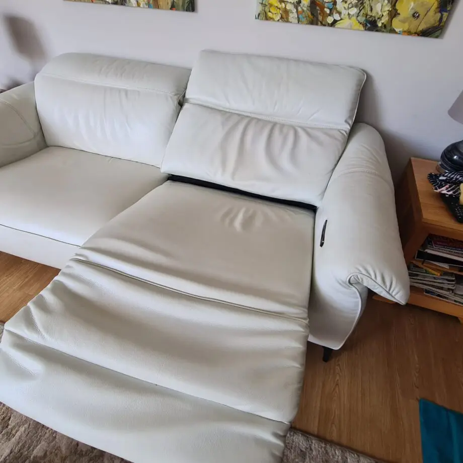 Natuzzi Editions white reclining sofa