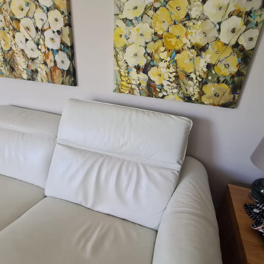 Natuzzi Editions white reclining sofa