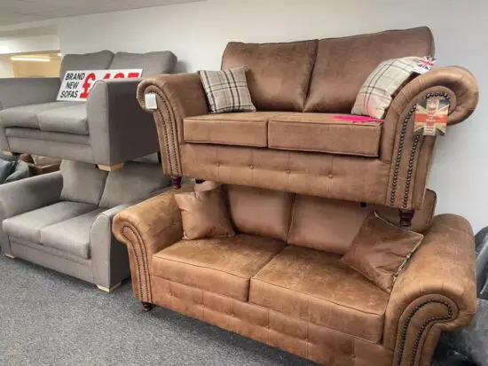 Brand New Oak Land 3+2 Leather Loveseat For Sale Best & Discounted