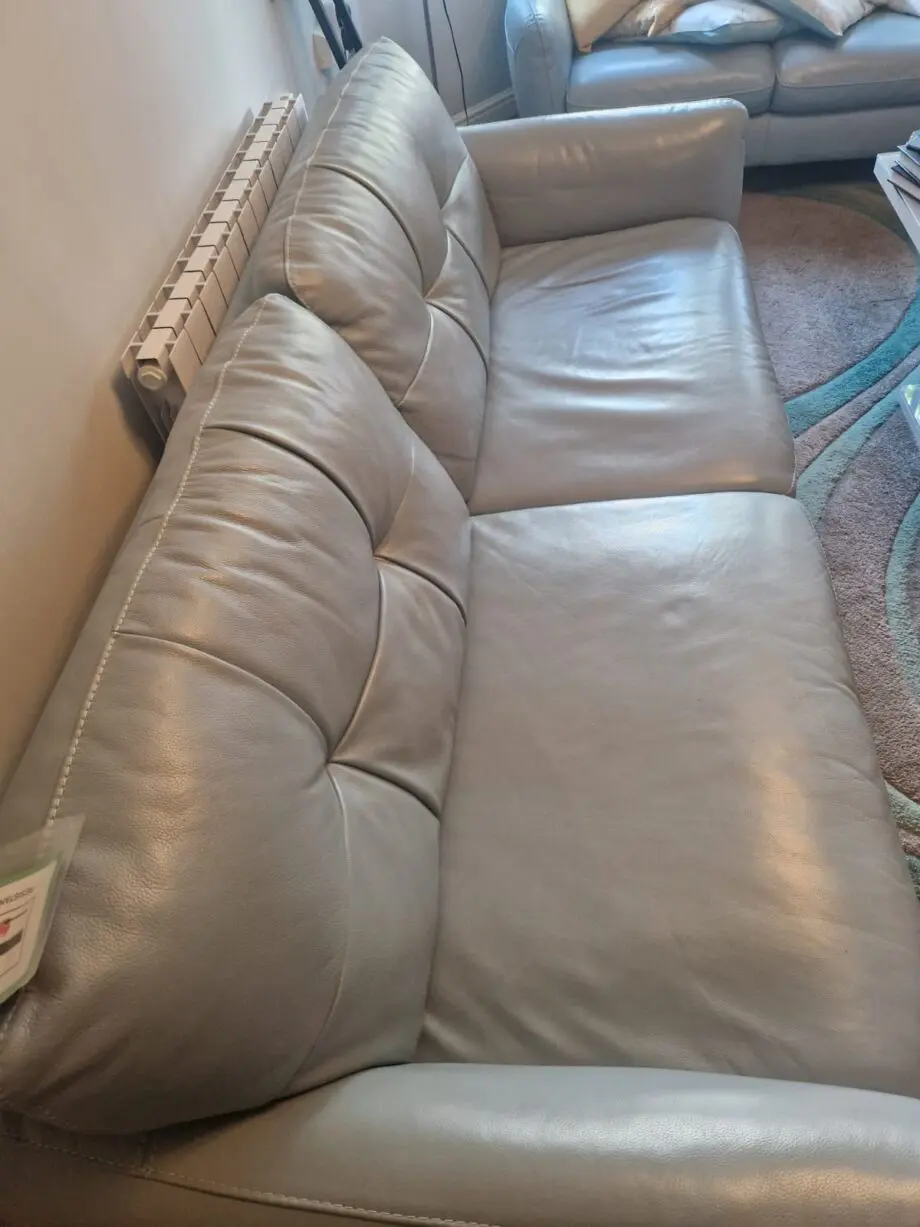 Sofology pale blue leather 4 + 2 sofa set