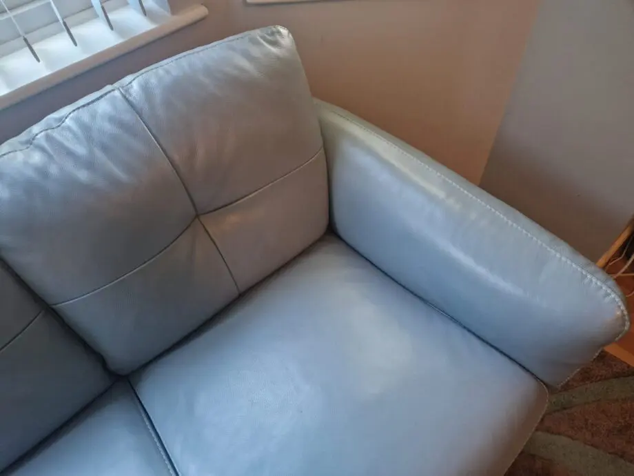 Sofology pale blue leather 4 + 2 sofa set