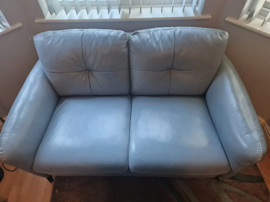 Sofology pale blue leather 4 + 2 sofa set