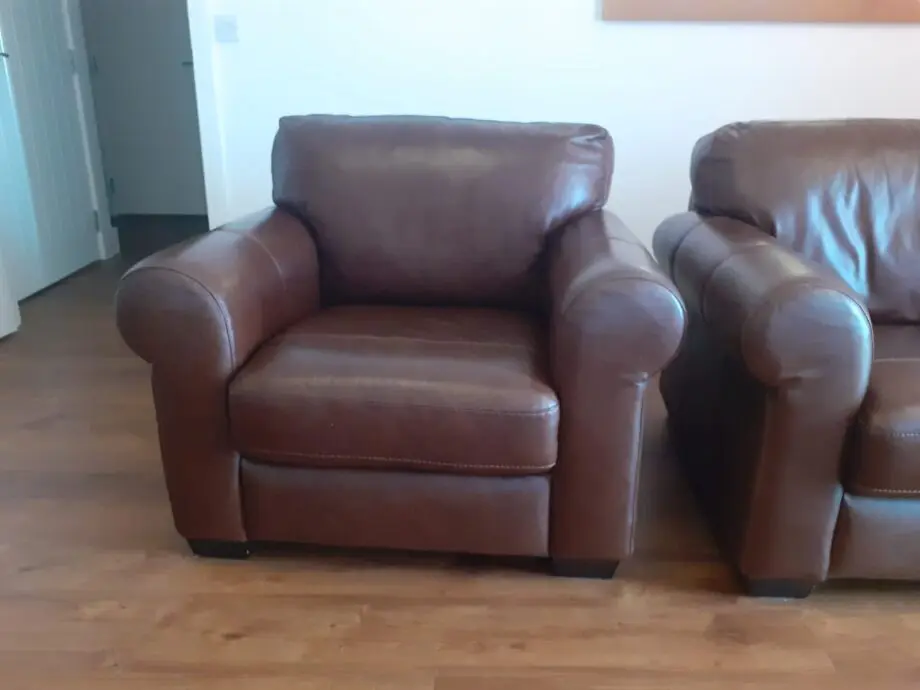 Genuine Leather Sofa, arm chair & foot stool