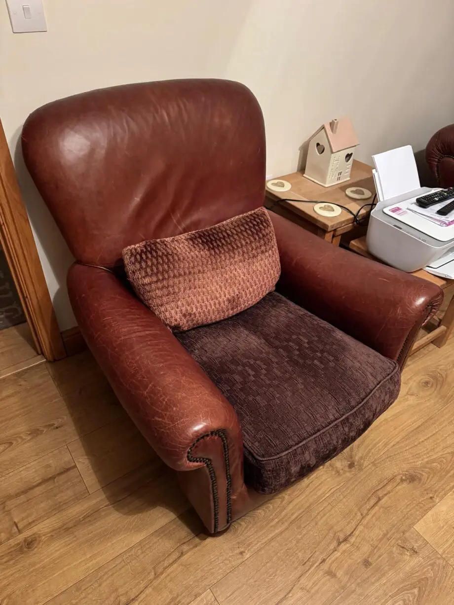 Eddershaws sofa, chair and foot stool