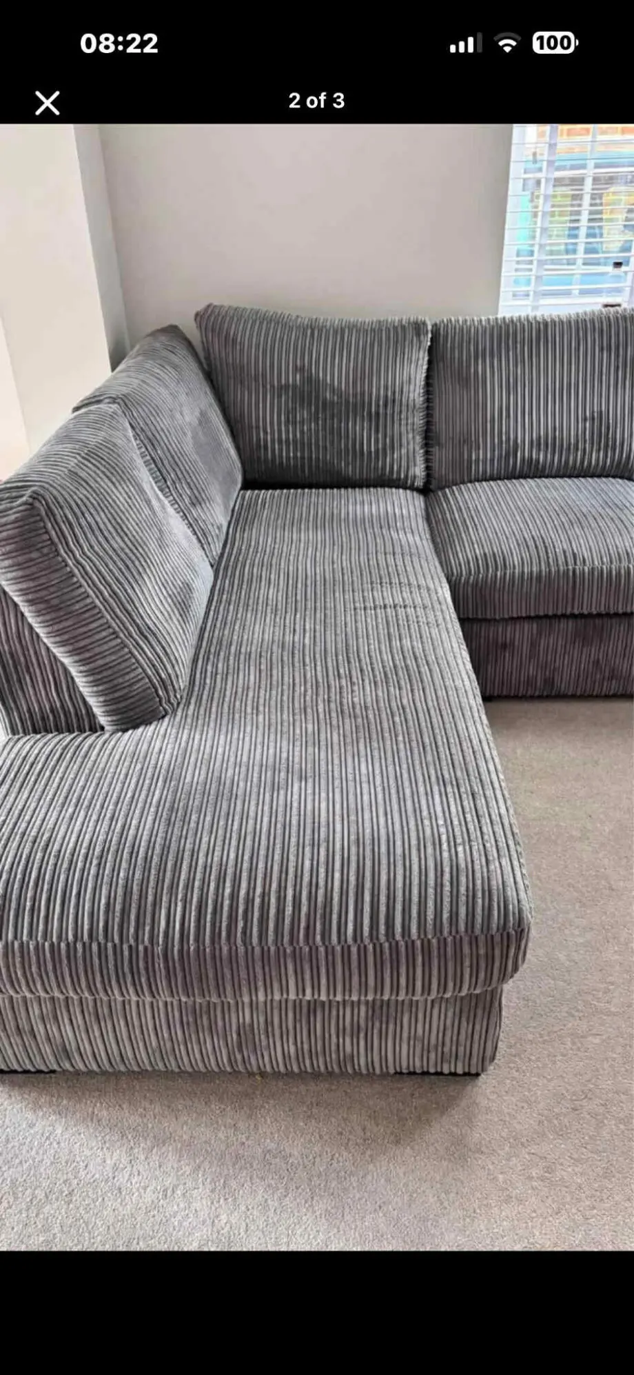 Amalfi Left Hand Standard Back Fabric Corner Chaise Sofa - Charcoal