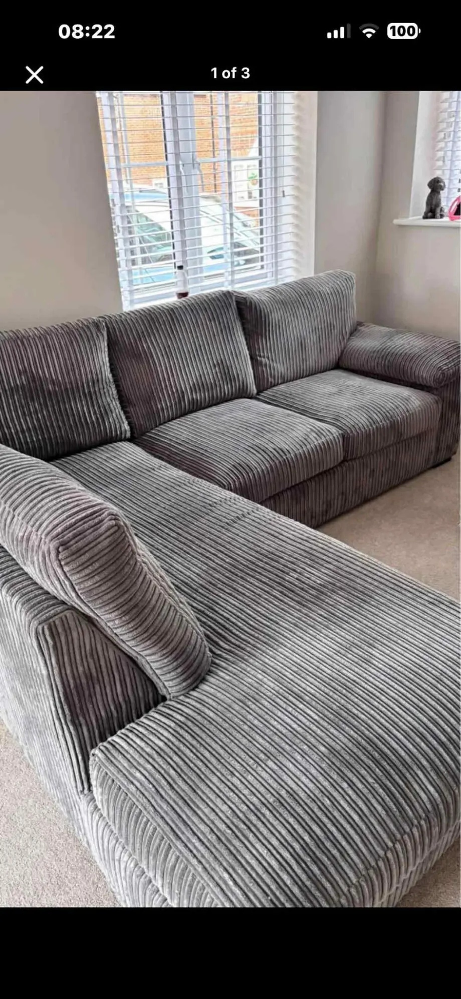 Amalfi Left Hand Standard Back Fabric Corner Chaise Sofa - Charcoal