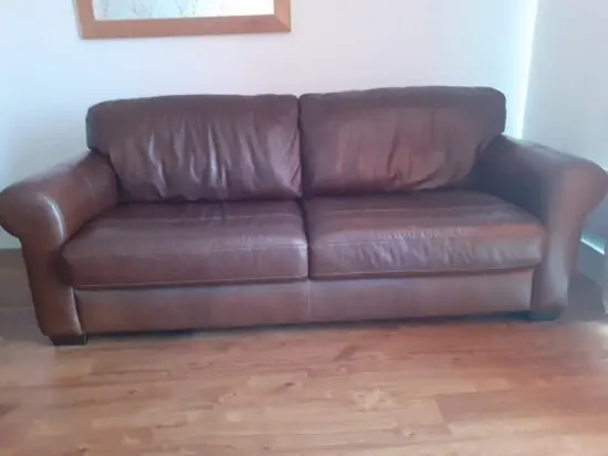 Genuine Leather Sofa, arm chair & foot stool