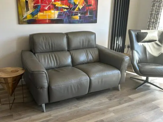 Leather 2 seater electric reclining sofa