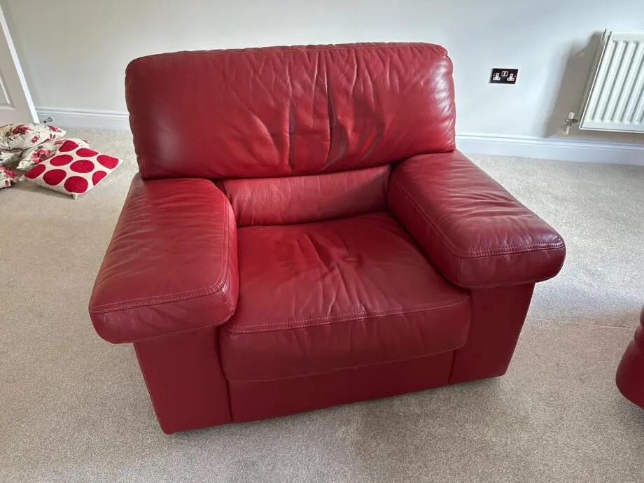 Red leather sofa set