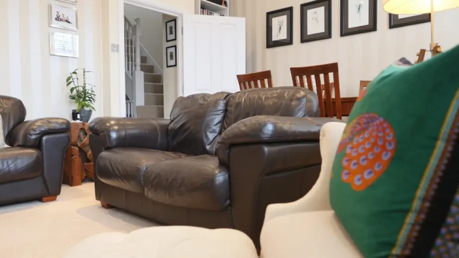 Stunning Brown Real Leather Two Seater Sofa