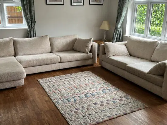 DFS CREAM SOFA SET & FOOTSTOOL (worth £3,000+)