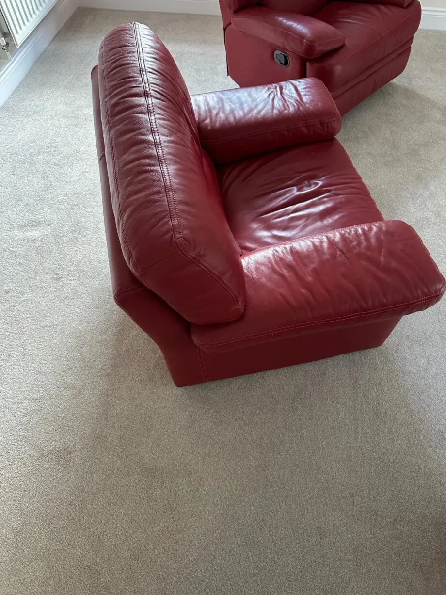 Red leather sofa set