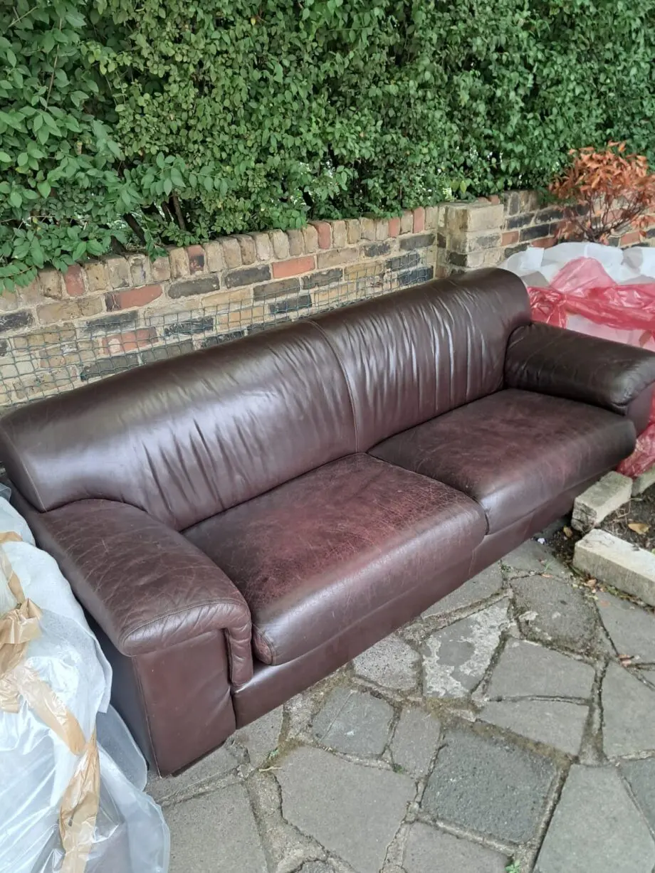 Brown genuine leather sofa