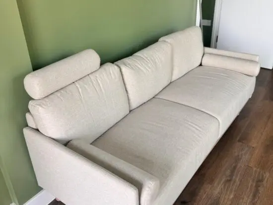 Brand New DAALS Timber Oatmeal Fabric Sofa, 3-Seater