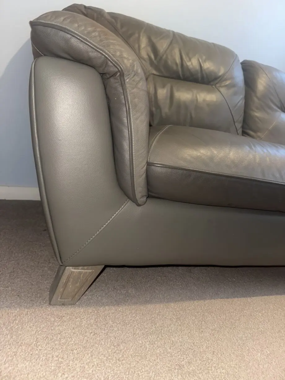 Grey Leather Two Seater Sofas
