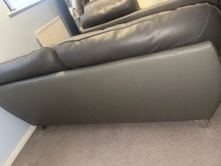 Grey Leather Two Seater Sofas