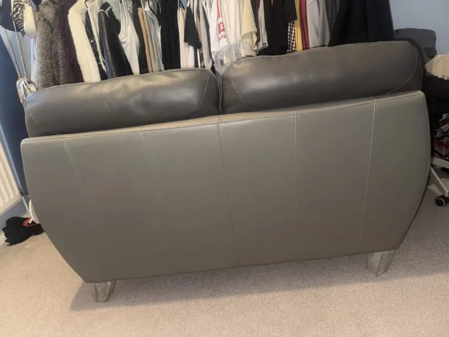 Grey Leather Two Seater Sofas