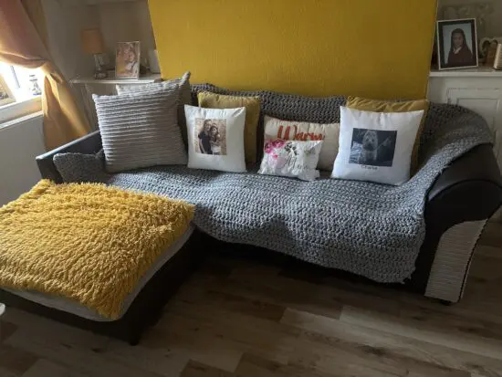 Cord 3 seater corner beige sofa