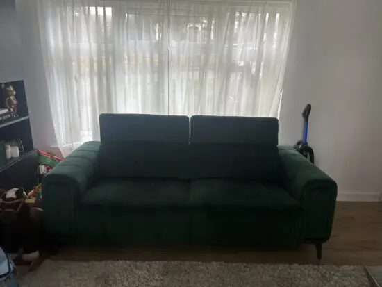Bottle green 3 seater Trip velvet recliner