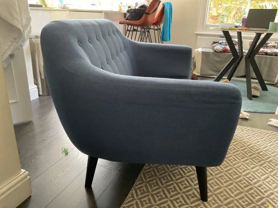 Made Dark Blue 2 seater sofa with black legs