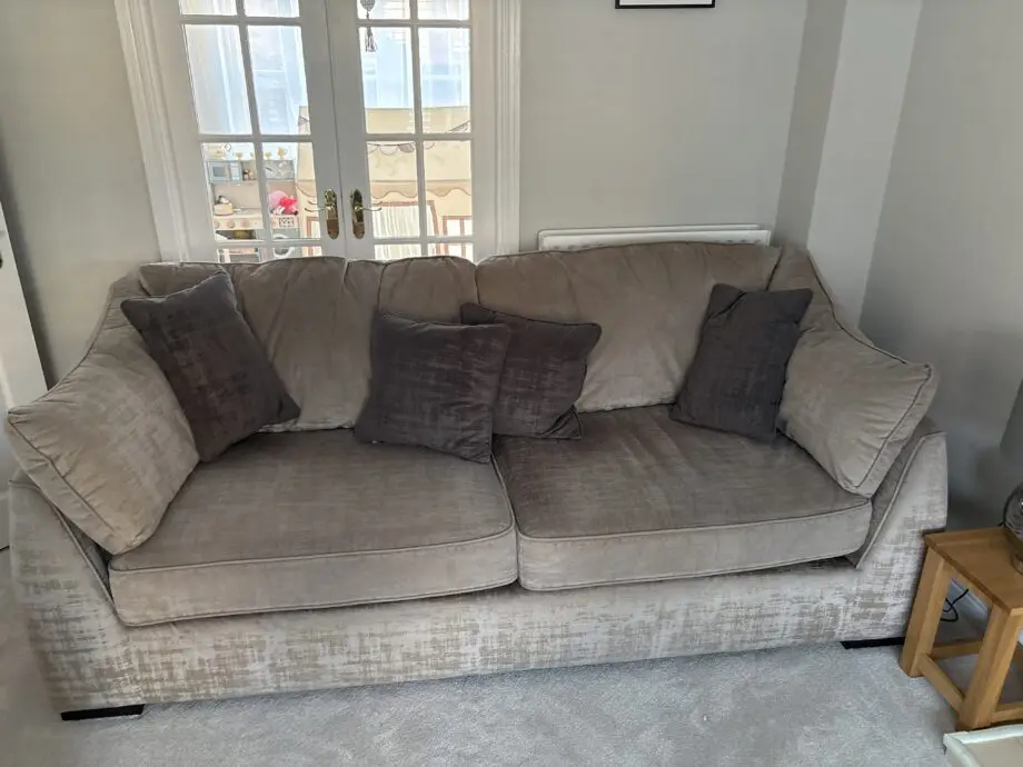 Alpha Designs, Larsen silver and grey 4 seater and 3 seater sofas