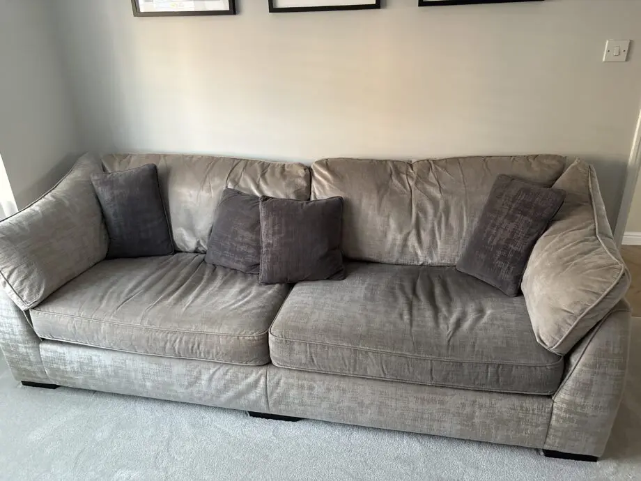 Alpha Designs, Larsen silver and grey 4 seater and 3 seater sofas