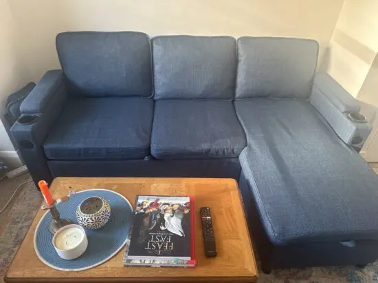 Brand new DURASPACE Sofa Bed, Sleeper Sofa Couch with Pullout Bed for Living Room, L Shaped Couch with Storage Chaise, USB, Cup Holder (Dark Gray)