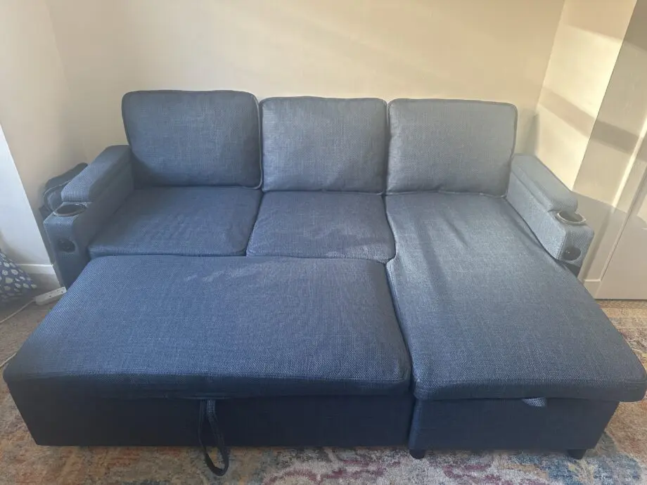 DURASPACE Sofa Bed, Sleeper Sofa Couch with Pullout Bed for Living Room, L Shaped Couch with Storage Chaise, USB, Cup Holder (Dark Gray)