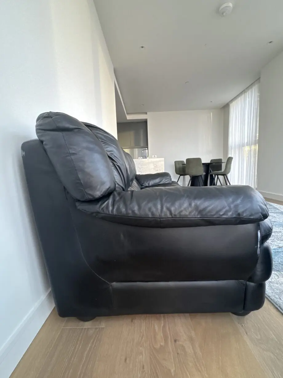 Luxury 3+1 Design 2000 Italian black leather sofas in very good condition