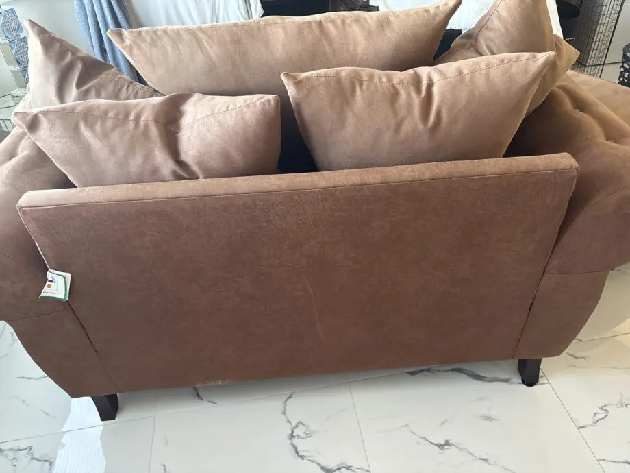 SCS Suede Tan 2 Seater Sofa + Chair + Footstool