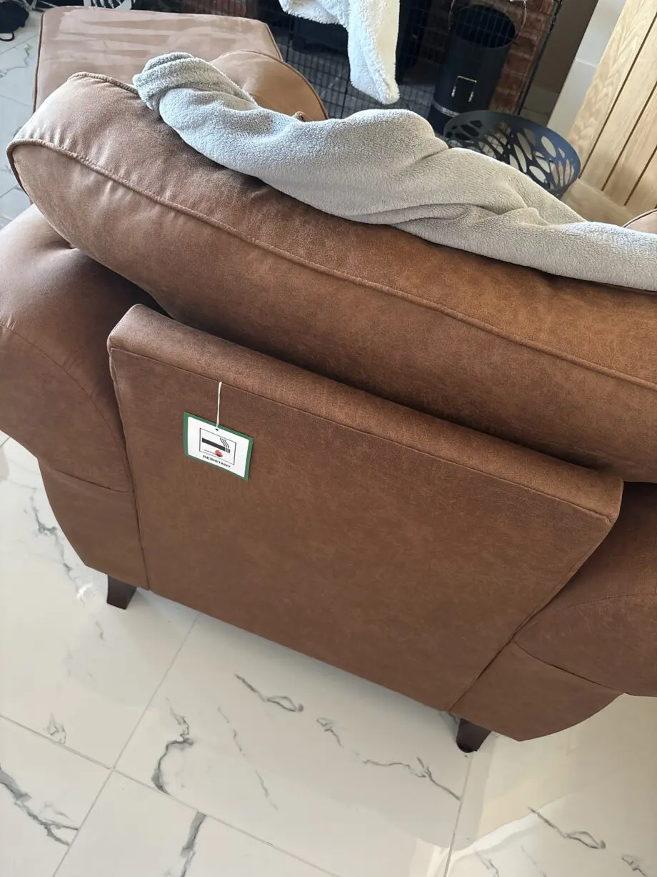 SCS Suede Tan 2 Seater Sofa + Chair + Footstool